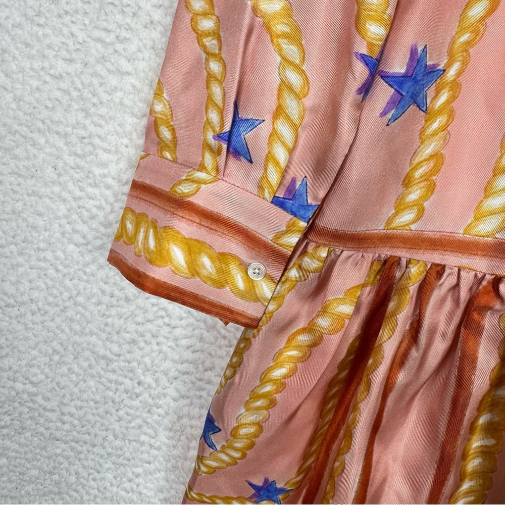 Sandro Alexiane Silk Dress‎ Multicolor Chain Print Pink Orange Blue Size 36 US 4 - Picture 15 of 16
